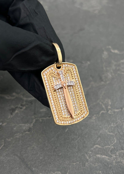 Dije Espada con Swarovski Blanco 6.65gr / 3.8cm / 17mm — Dos Oros