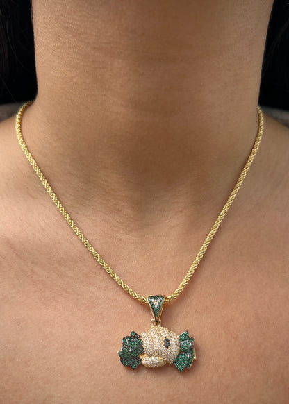 Dije Dinero con Swarovski Verde y Blanco 7.8gr / 3cm / 30mm — Oro Amarillo