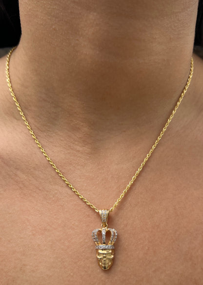 Dije Calavera con Swarovski Blanco 4.2gr / 3cm / 13mm — Oro Amarillo