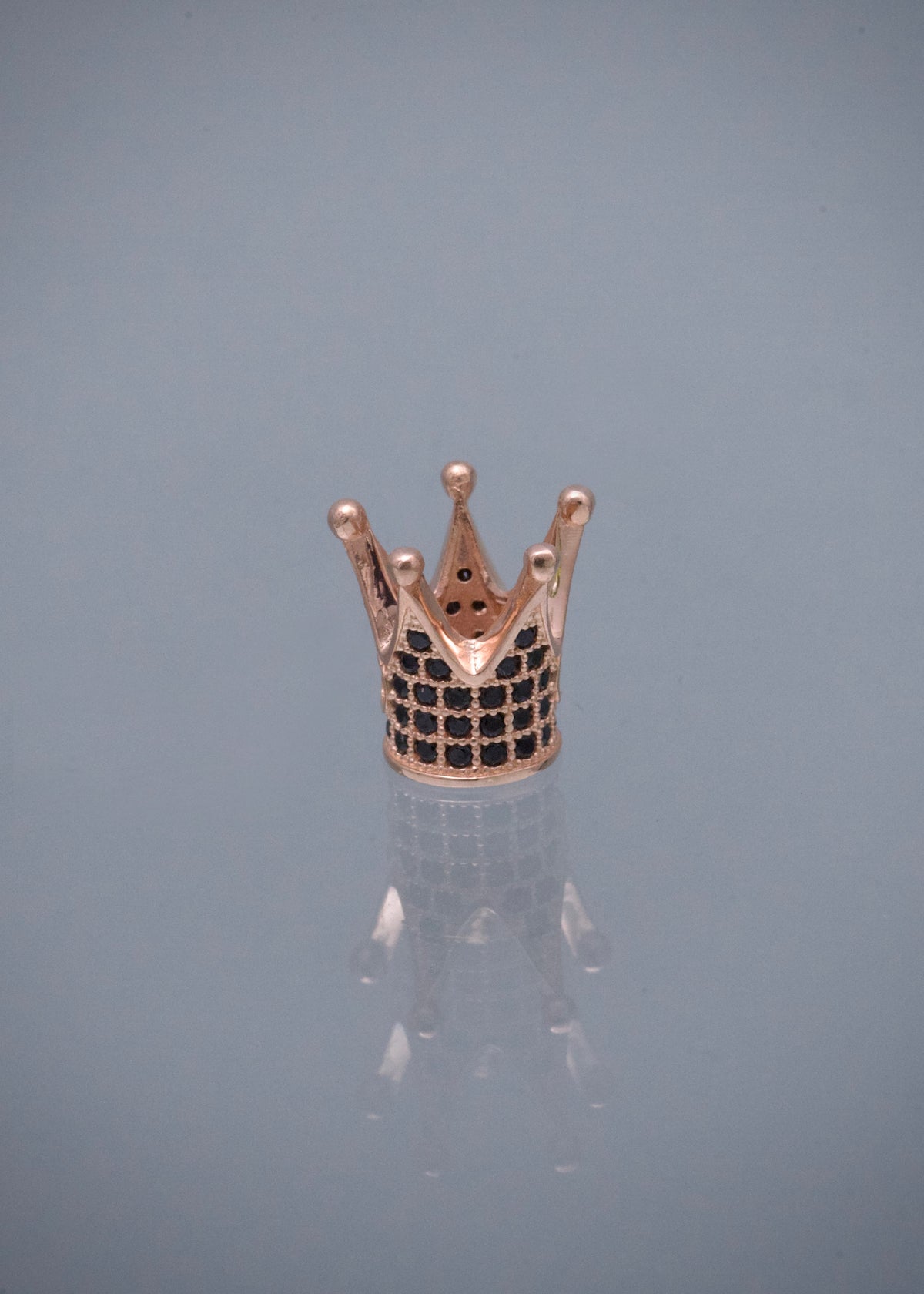 Herraje Corona con Swarovski Negro 1.4gr / 0.9cm / 10mm — Oro Rosado