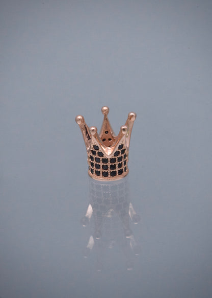 Herraje Corona con Swarovski Negro 1.4gr / 0.9cm / 10mm — Oro Rosado