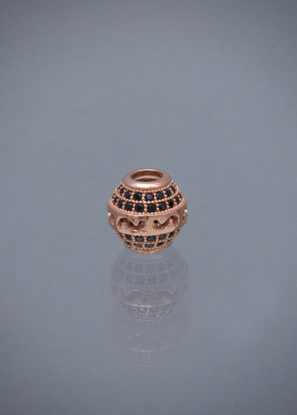Herraje con Swarovski Negro 1.7gr / 0.8cm / 9.3mm — Oro Rosado