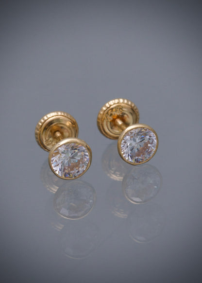 Topos con swarovski blanco 0.95gr / Largo 0.5cm / Oro Amarillo Nac B