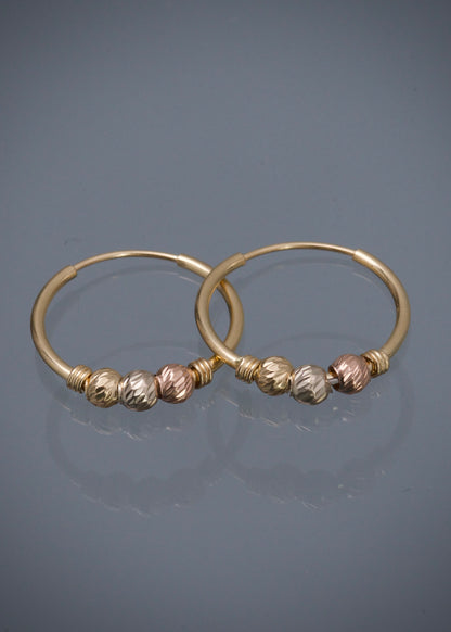 Candongas Con bolas diamantadas 1gr / Largo 1.5cm / Tres Oros Nac P