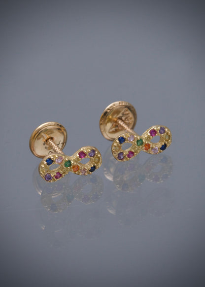 Topos infinito con swarovski multicolor 0.9gr / Largo 0.4cm / Oro Amarillo Nac B