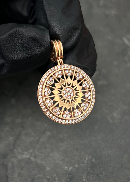 Dije con swarovski blanco 4gr / Largo 3cm / Oro Rosado Nac M