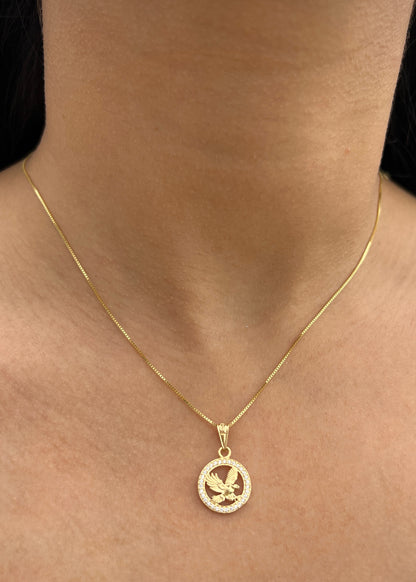 Dije Aguila con Swarovski Blanco 1.3gr / 2.2cm / 13.4mm — Oro Amarillo