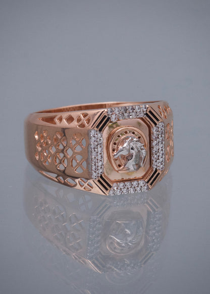 Anillo Caballo con Swarovski Blanco 8.15gr / Talla 11 3/4 — Oro Rosado