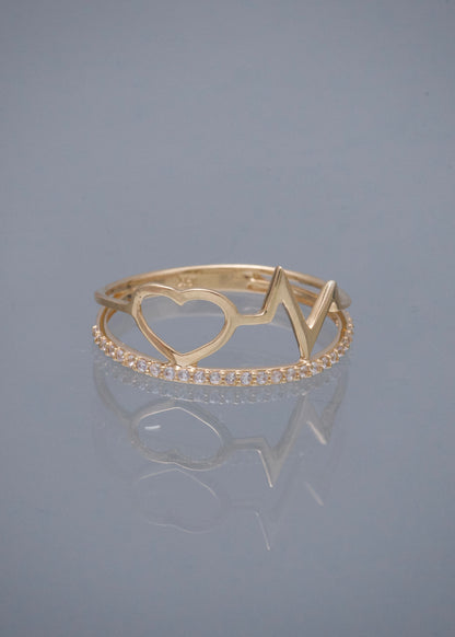 Anillo con Swarovski Blanco 1.6gr / Talla 8 — Oro Amarillo