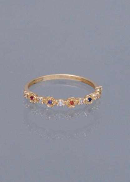 Anillo con Swarovski Multicolor 1.25gr / Talla 5 3/4 — Oro Amarillo