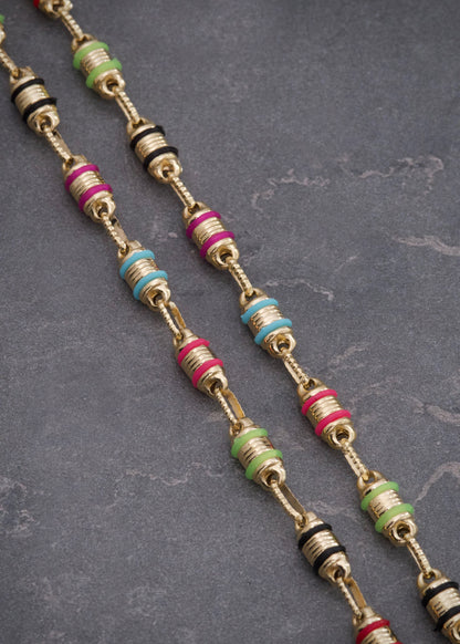 Cadena Rustica con Cauchos Multicolor 13.65gr / 60cm / 4.5mm — Oro Amarillo
