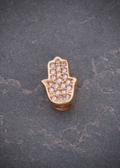 Herraje mano hs con swarovski blanco 1.95gr / Largo 1cm / Oro Rosado Nac B