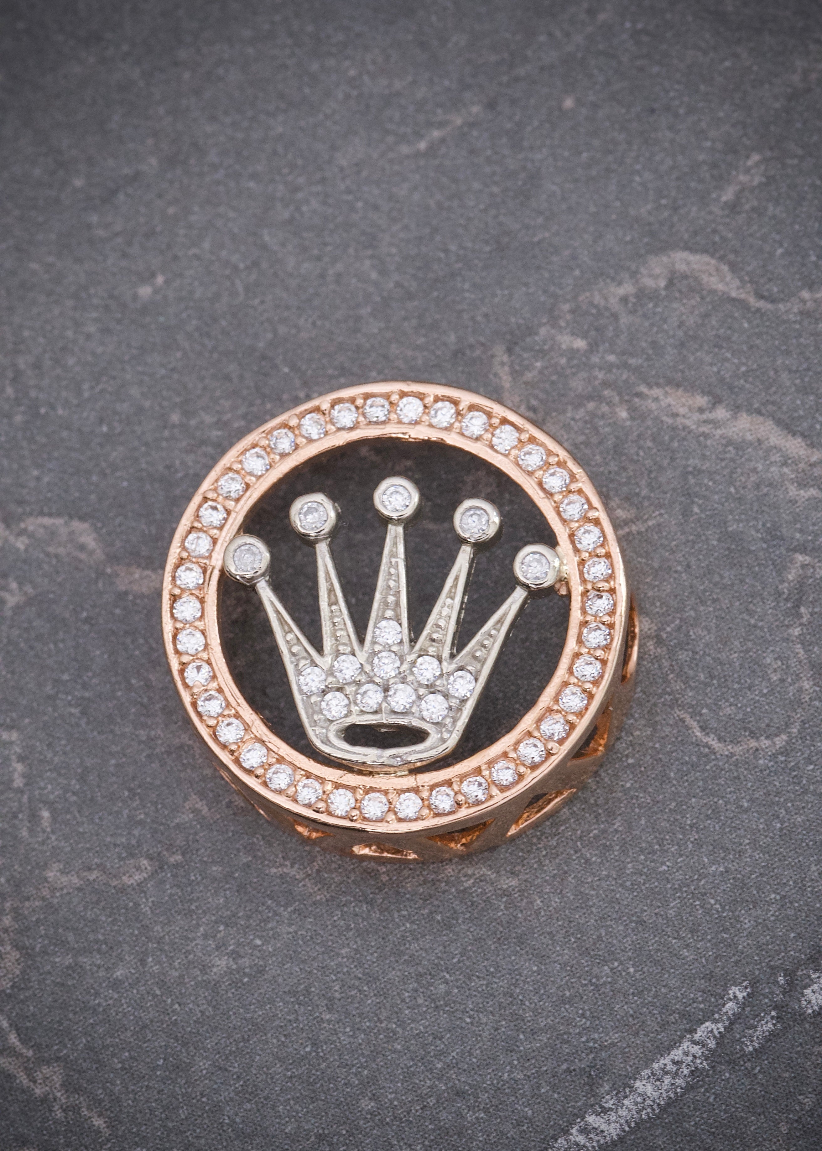 Herraje corona rx con swarovski blanco 3.05gr / Largo 1.7cm / Dos Oros Nac B