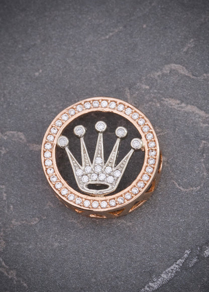 Herraje corona rx con swarovski blanco 3.05gr / Largo 1.7cm / Dos Oros Nac B