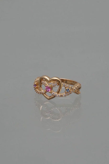 Anillo corazon con swarovski 3.25gr / TALLA 7 1/4 / Oro Amarillo Nac P