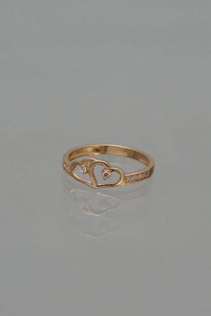 Anillo corazones con swarovski blanco 1.8gr / TALLA 7 1/4 / Oro Amarillo Nac P