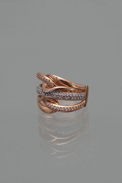 Anillo con swarovski blanco 5.7gr / TALLA 6 1/2 / Oro Rosado Nac P