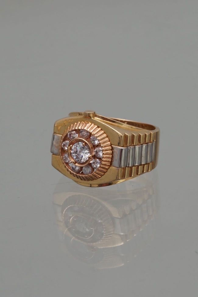 Anillo con swarovski blanco 10.3gr / TALLA 10 1/4 / Tres Oros Nac P