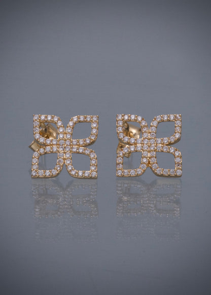 Topos flor con swarovski blanco 2.5gr / Largo 1.6cm — Oro Amarillo