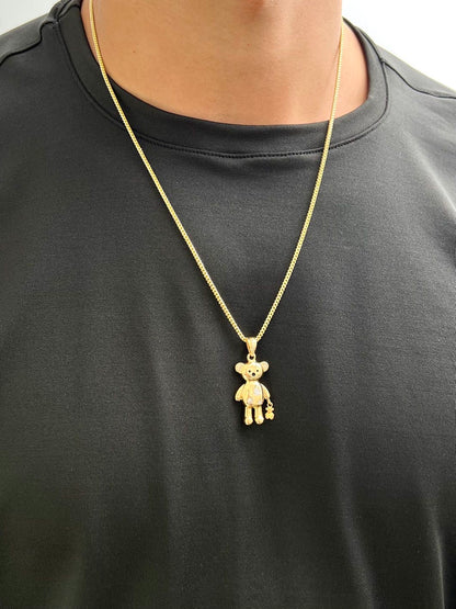 Dije oso con swarovski blanco 7.65gr / Largo 4cm / Oro Amarillo Nac P