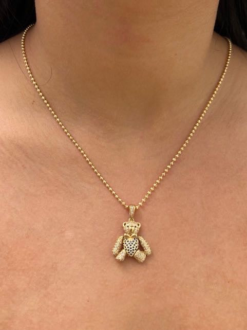 Dije articulado con swarovski azul y blanco 7.3gr / Largo 3cm / Oro Amarillo Nac P