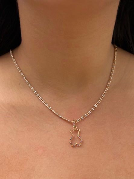 Dije oso th con swarovski multicolor 1.5gr / Largo 2.5cm — Oro Rosado