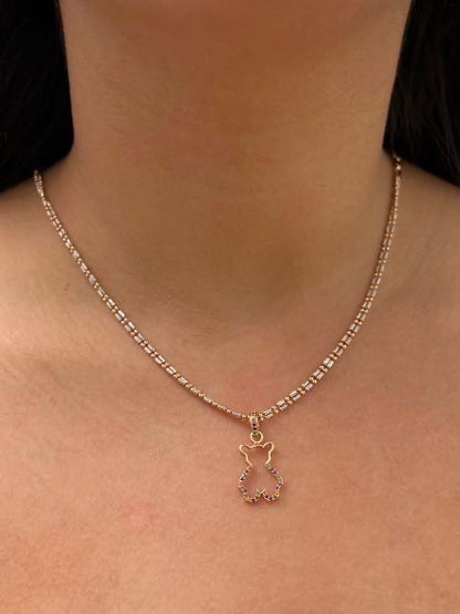 Dije oso th con swarovski multicolor 1.5gr / Largo 2.5cm / Oro Rosado Nac P