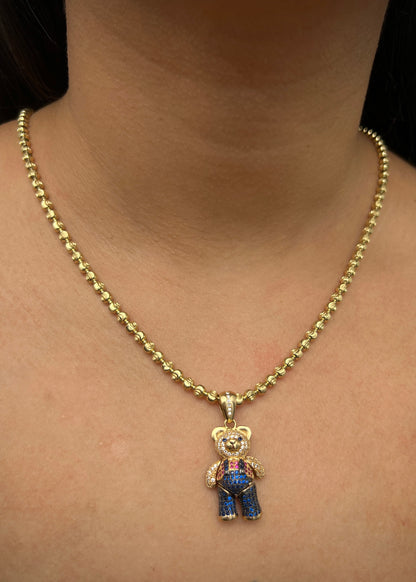 Dije oso articulado con swarovski 8.65gr / Largo 3.6cm / Oro Amarillo Nac M