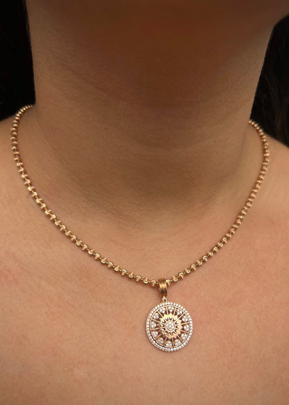 Dije con swarovski blanco 4gr / Largo 3cm / Oro Rosado Nac M