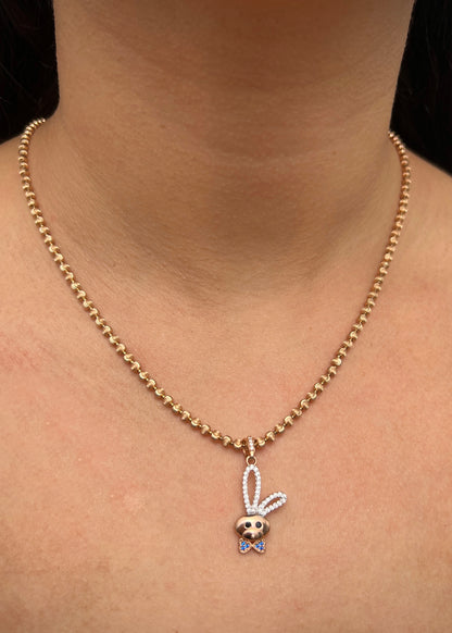 Dije conejo con swarovski 2.45gr / Largo 3cm / Oro Rosado Nac M