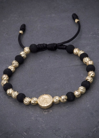 Pulsera en hilo negro con herraje arcangel san miguel 2.9gr / Oro Amarillo (Joya) M