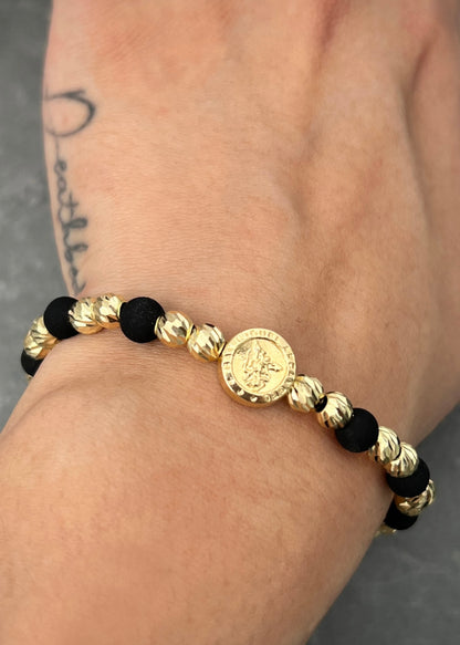Pulsera en hilo negro con herraje arcangel san miguel 2.9gr / Oro Amarillo (Joya) M