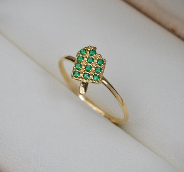 Anillo de paleta con swarovski verde 1.05gr / Oro Amarillo Nac B