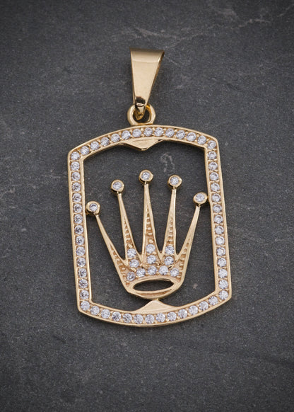 Dije rx con swarovski blanco 4.1gr / Largo 3.7cm / Oro Amarillo Nac B