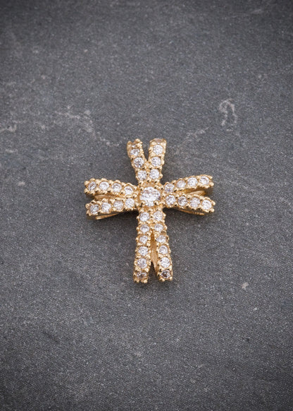 Dije cruz conswarovski blanco 1gr / Largo 1.9cm / Oro Amarillo Nac B