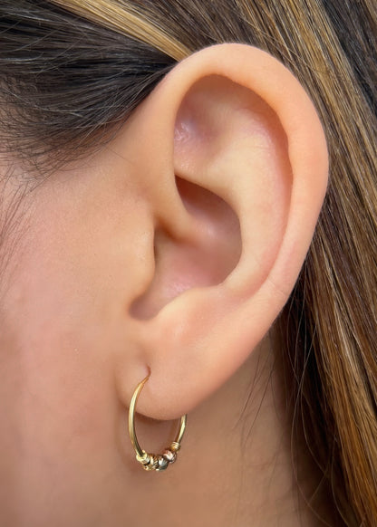 Candongas Con bolas diamantadas 1gr / Largo 1.5cm / Tres Oros Nac P