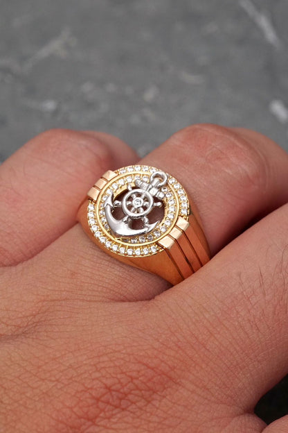 Anillo ancla 7.15gr / TALLA 9 1/4 / Tres Oros Nac B