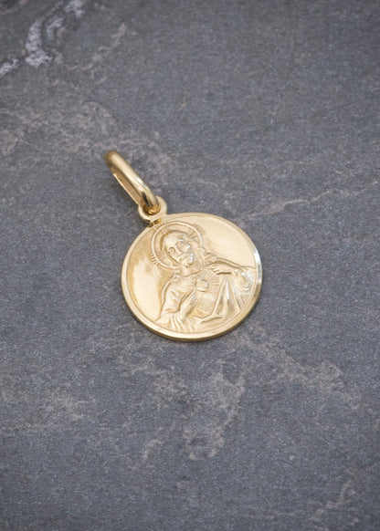 Dije Corazon de Jesus y Virgen del Carmen 1.55gr / 2cm / 12.2mm — Oro Amarillo