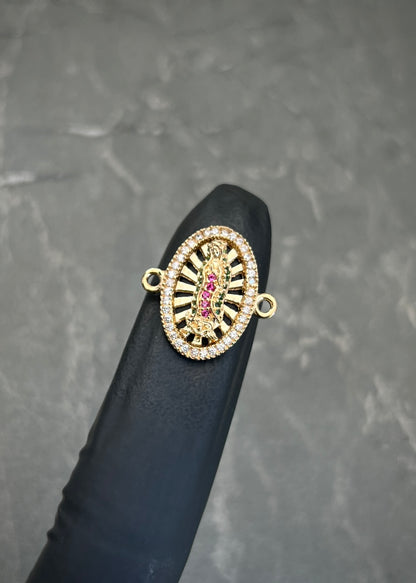 Herraje Virgen de Guadalupe con Swarovski 2.2gr / 1.7cm / 17mm — Oro Amarillo