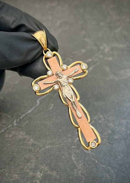 Dije Cristo con Swarovski Blanco 14.9gr / 6.5cm / 30.7mm — Tres Oros