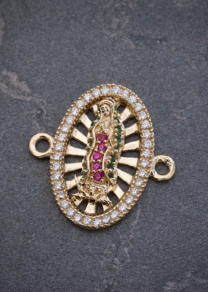 Herraje Virgen de Guadalupe con Swarovski 2.2gr / 1.7cm / 17mm — Oro Amarillo
