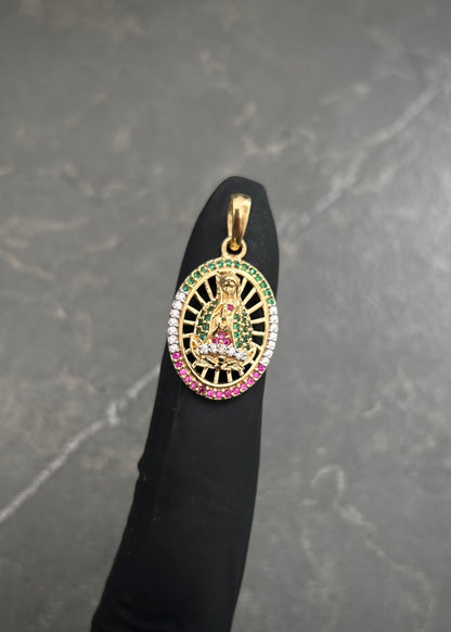 Dije Virgen de Guadalupe con Swarovski 3.85gr / 2.7cm / 15mm — Oro Amarillo