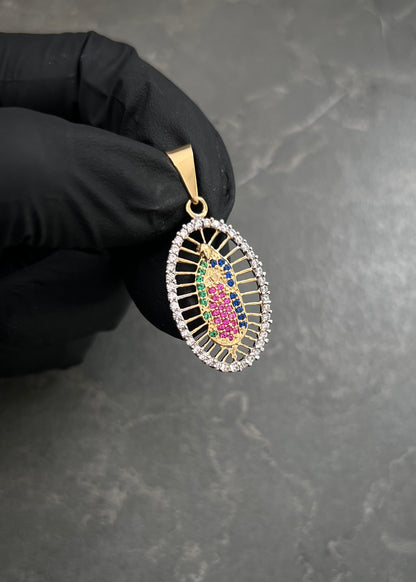 Dije Virgen de Guadalupe con Swarovski 2.6gr / 3.7cm / 17mm — Oro Amarillo