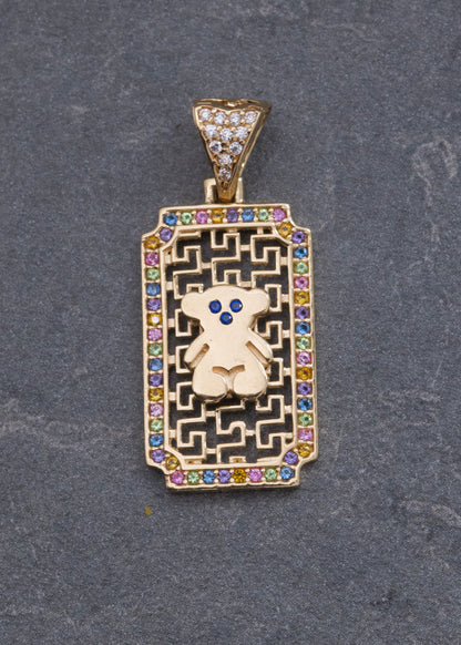 Dije Oso Th con Swarovski Multicolor 3gr / 3cm / 13mm — Oro Amarillo