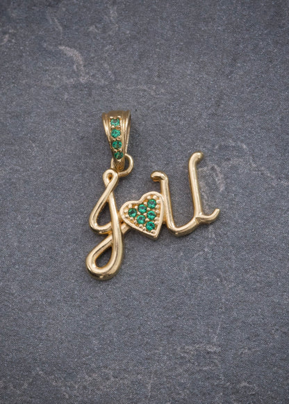 Dije con Swarovski Verde 1.3gr / 1.7cm / 15mm — Oro Amarillo