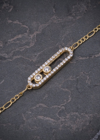 Pulso MK con swarovski blanco 2.6gr / Largo 17.5cm / Oro Amarillo Nac B