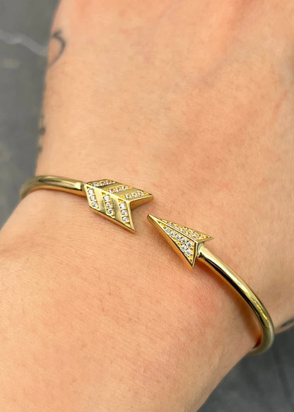Pulso Aro con Swarovski Blanco 9.15gr / 17cm / 2.8mm — Oro Amarillo