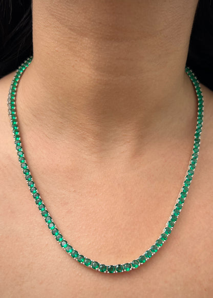 Cadena Tenis con Swarovski Verde 46.2gr / 50cm / 4.1mm — Plata 925