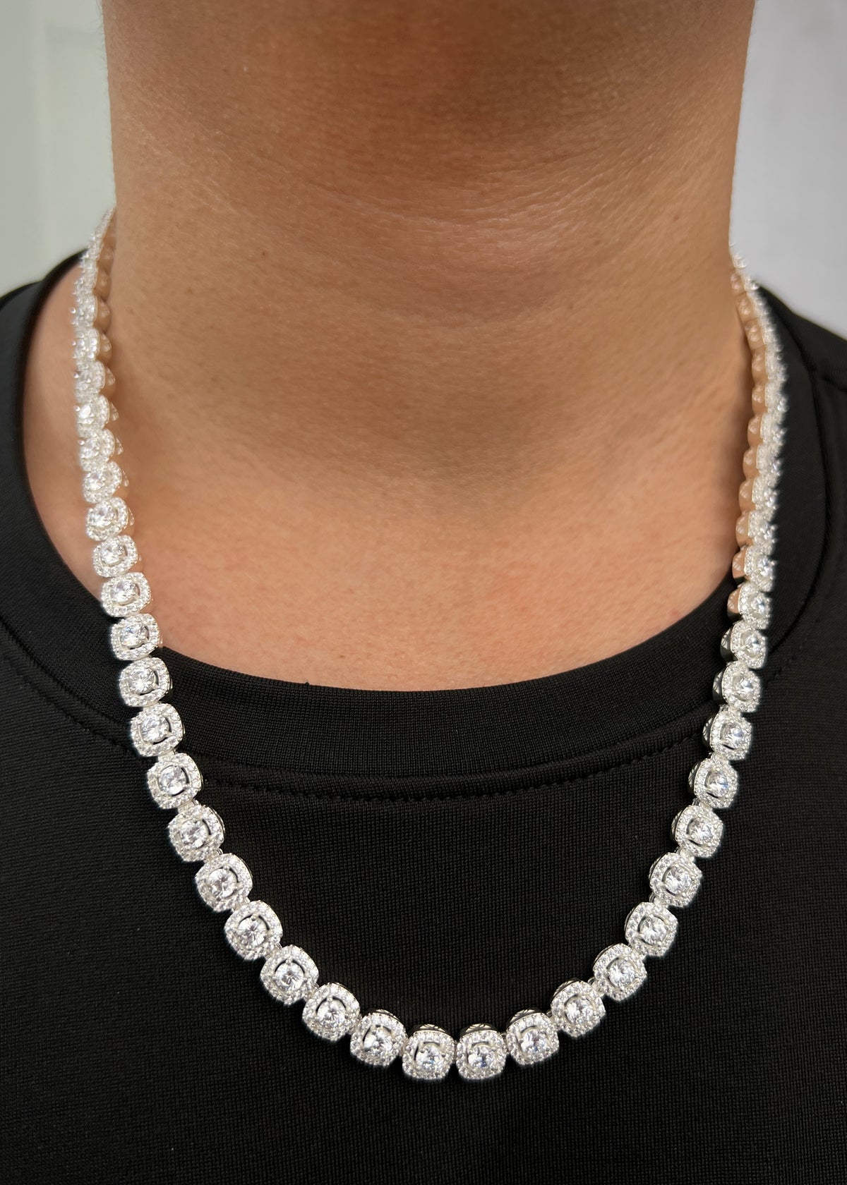 Cadena Tenis con Swarovski Blanco 65.3gr / 55cm / 7.6mm — Plata 925