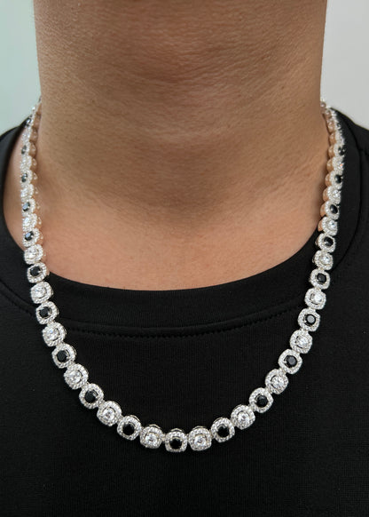 Cadena Tenis con Swarovski Negro y Blanco 62.3gr / 55cm / 7.6mm — Plata 925